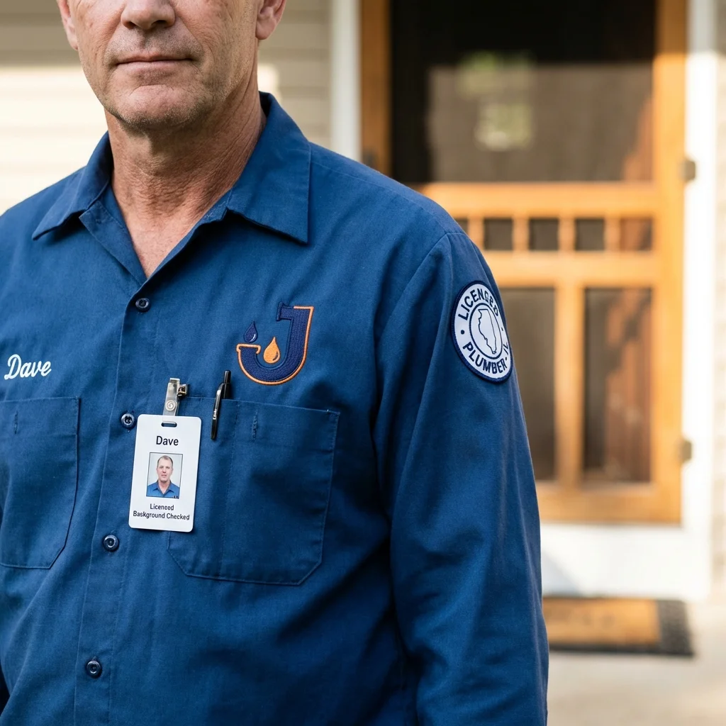 Licensed plumber showing ID badge in Lanai City, HI