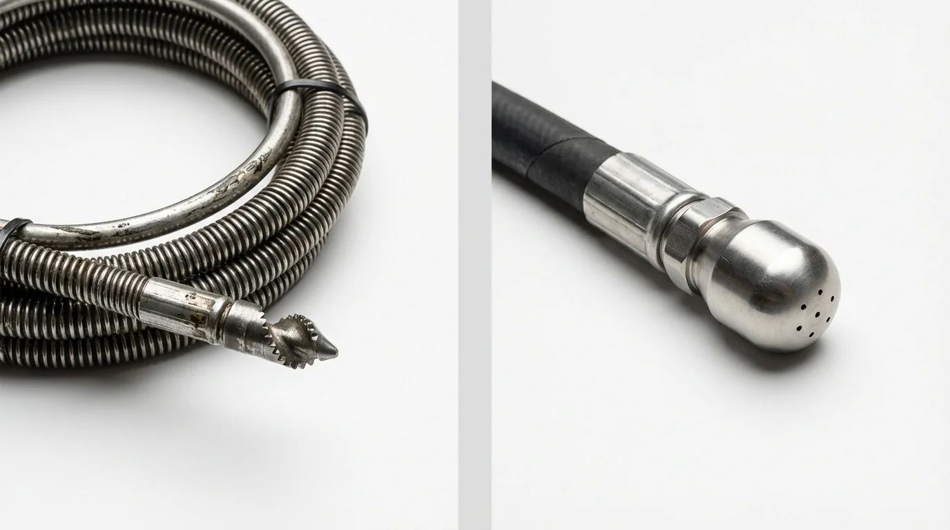 Drain snake cable and hydro jetting nozzle used for drain cleaning in Lanai City, HI