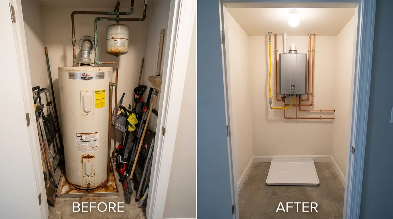 Tank water heater versus wall-mounted tankless unit comparison for Lanai City, HI homeowners