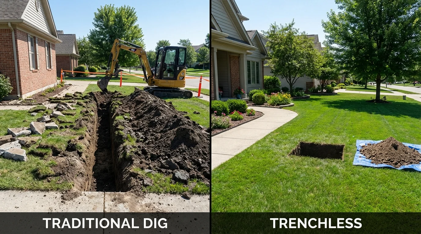 Trenchless sewer repair with minimal yard damage versus traditional excavation in Lanai City, HI